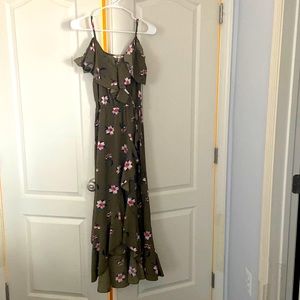Blush green floral maxi dress